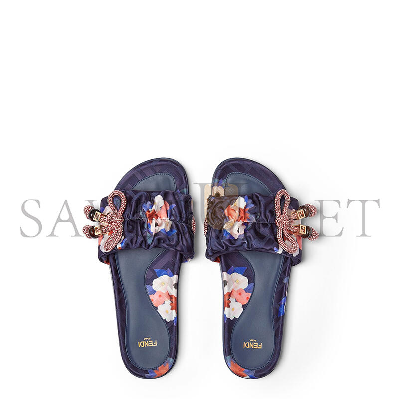 FENDI FEEL MULTICOLOUR FF JACQUARD SATIN SLIDES 8X8142AWL6F1WBP FENDI FEEL MULTICOLOUR FF JACQUARD SATIN SLIDES 8X8142AWL6F1WBP